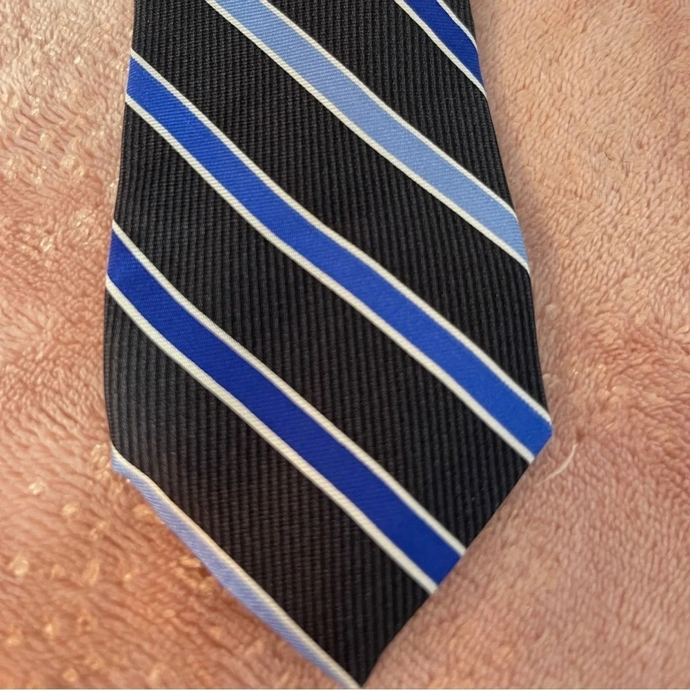 Chaps Black and Blue Diagonal Striped Tie